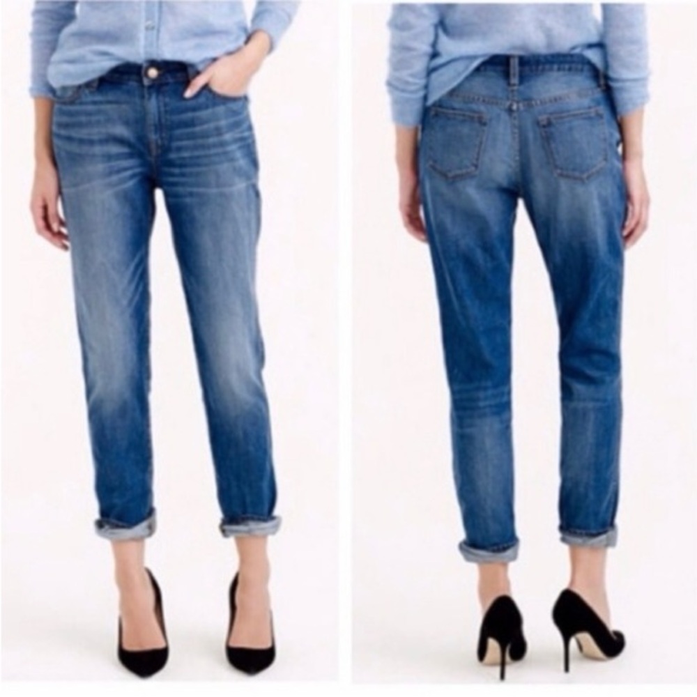 J. Crew Boy Boyfriend Jean Button Fly 33 short Dark Blue NWOT